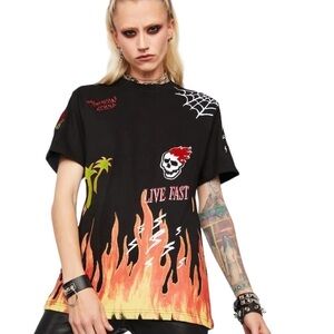 Reason Hot Flame Graphic T-Shirt Black Small Unisex